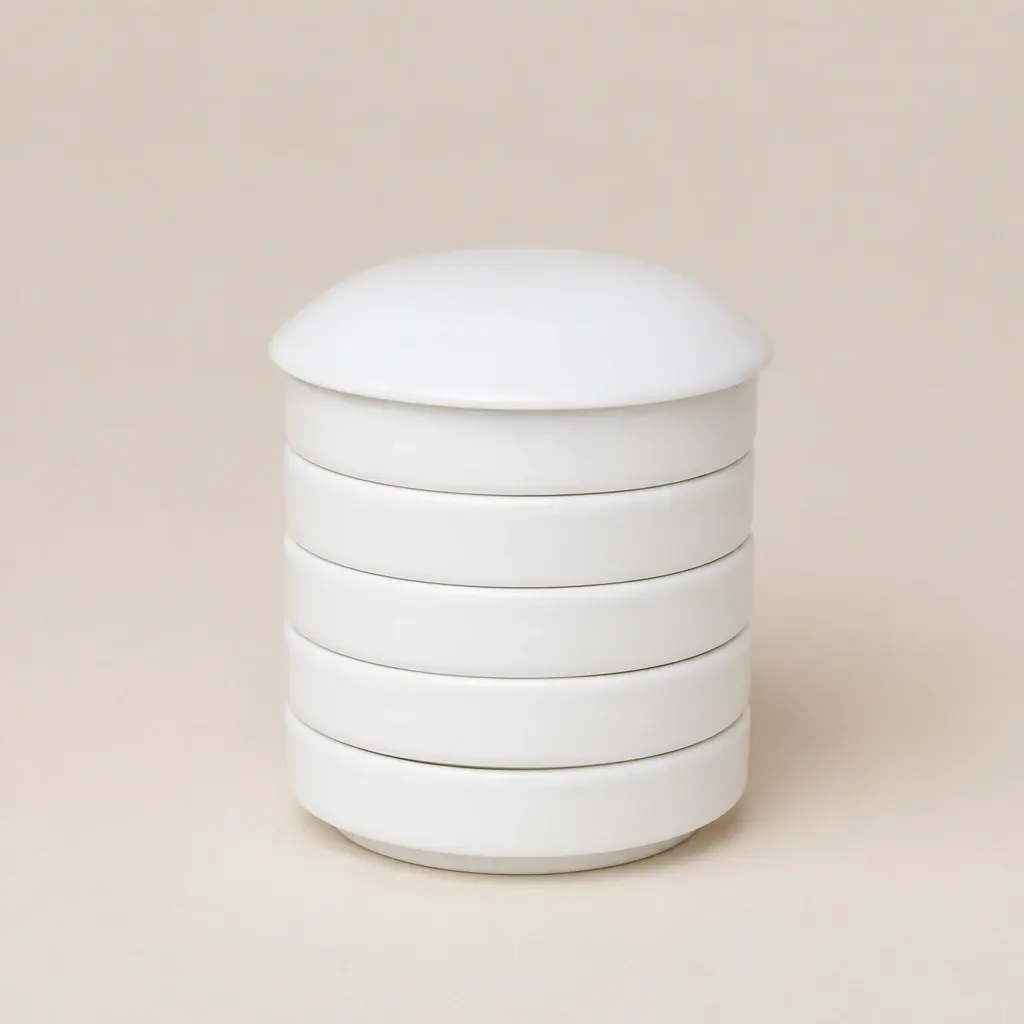 Stacking Ceramic Palette in the selected Plain white, five layers