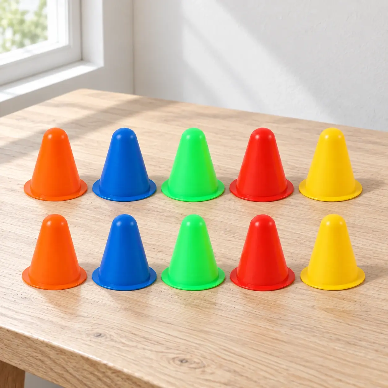 Ten Mini Training Cones, selected product photographed on natural daylight