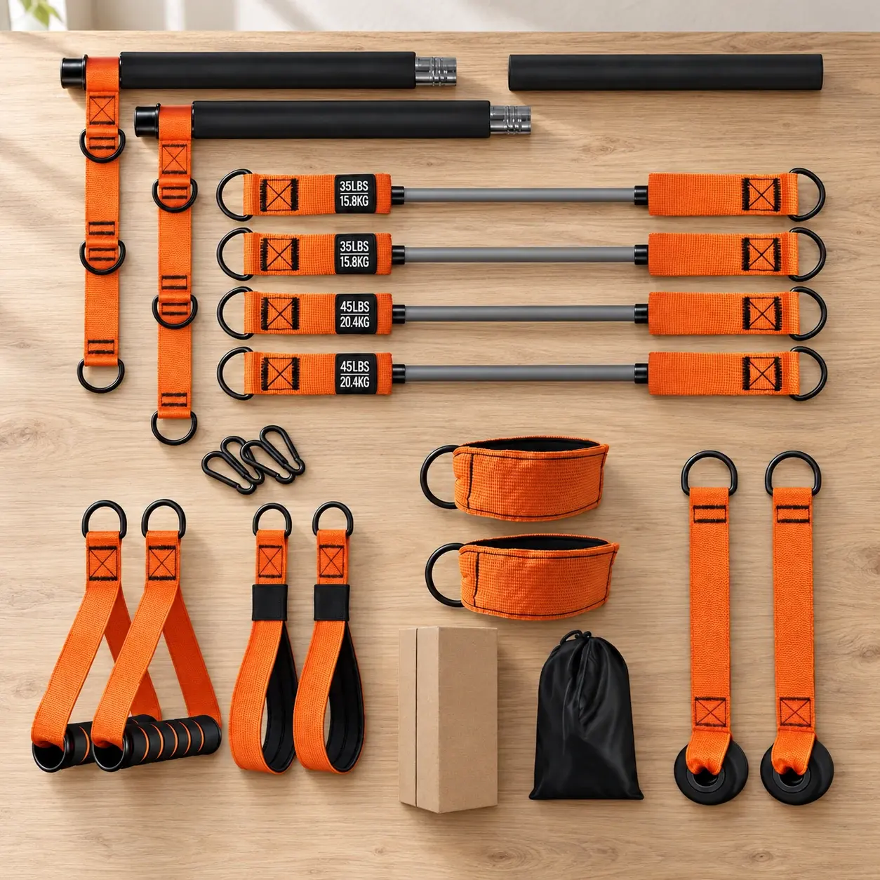 Sectional Pilates Bar Kit, selected product photographed on natural daylight